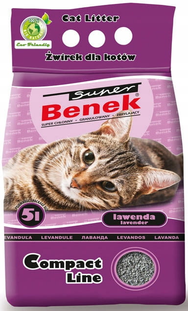 Żwirek dla kota Super Benek Compact Lawenda 5L