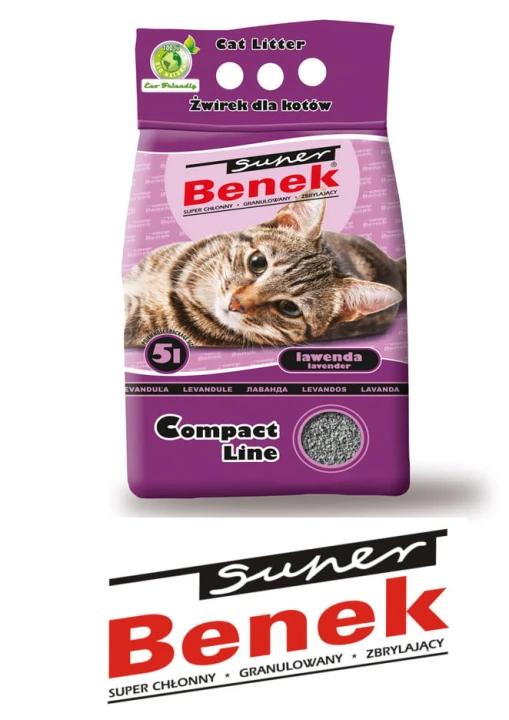 Żwirek dla kota Super Benek Compact Lawenda 5L