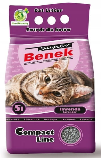 Żwirek dla kota Super Benek Compact Lawenda 5L