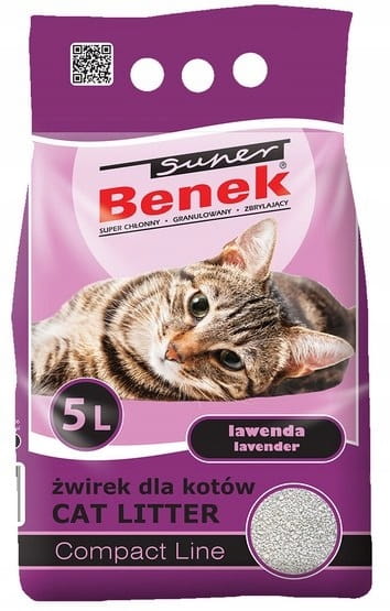 Żwirek dla kota Super Benek Compact Lawenda 5L