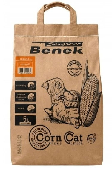 Super Benek Corn Cat Naturalny żwirek kukurydziany zbrylający dla kota 5L