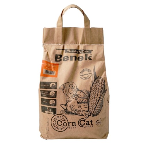 Super Benek Corn Cat Naturalny żwirek kukurydziany zbrylający dla kota 5L