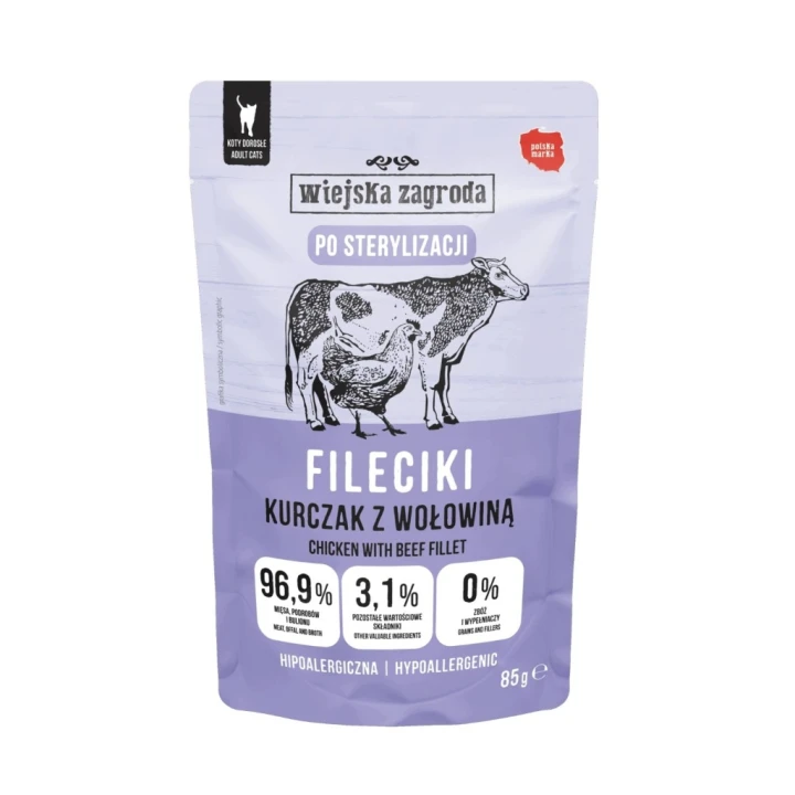 Wiejska Zagroda karma mokra dla kota kurczak z wołowiną 85g