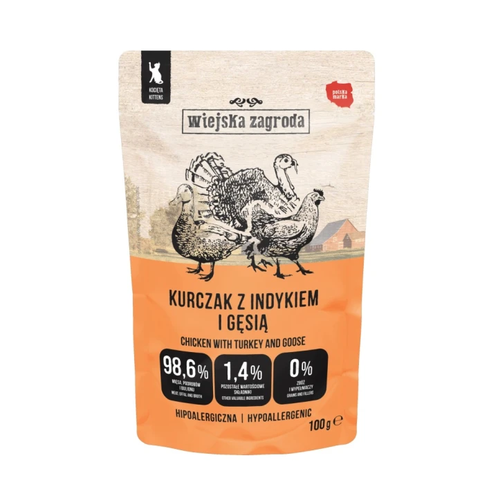 Wiejska Zagroda karma mokra dla kociąt kurczak z gęsią 100g